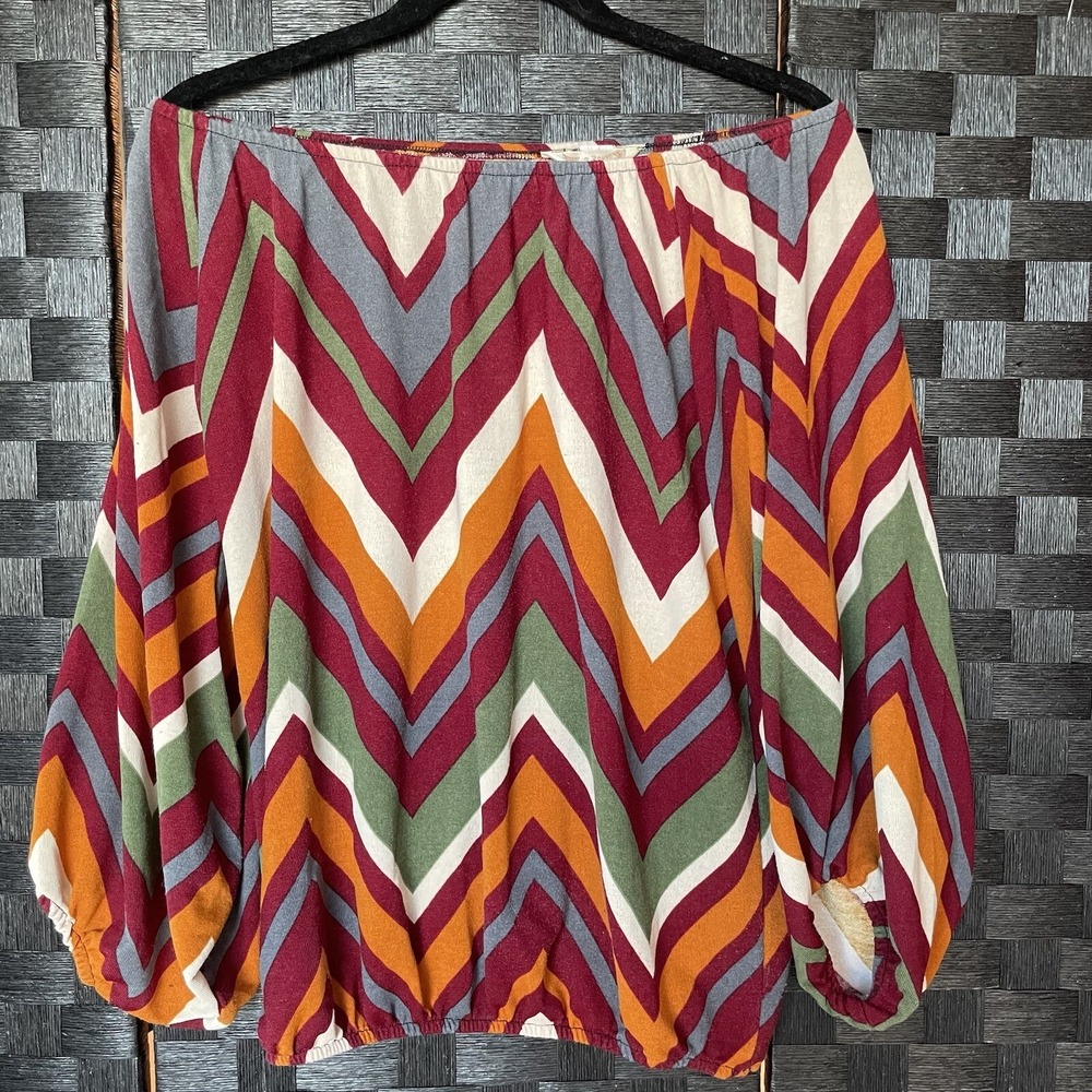 R. Rouge Women's Shirt Blouse Aztec Print Multi-color Career Business Size Small